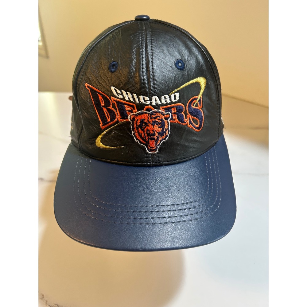 Vintage Chicago Bears Hat Pro Elite Genuine Leather NFL Strapback Made in USA